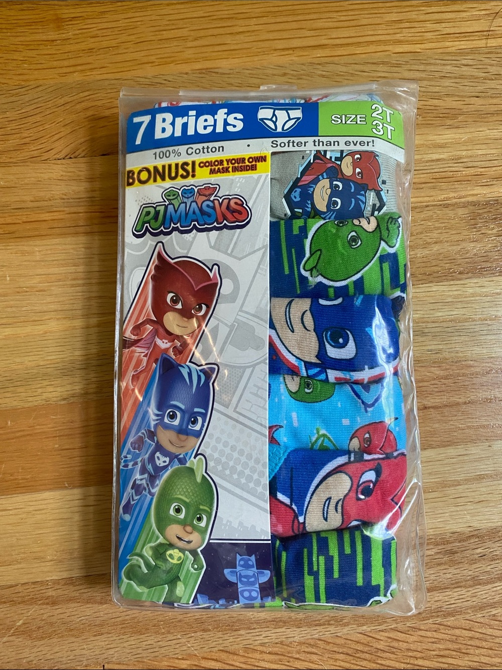 PJ Masks Kids Briefs Pack - Blue, Green, Red - 7 Count (Size 2T-3T)